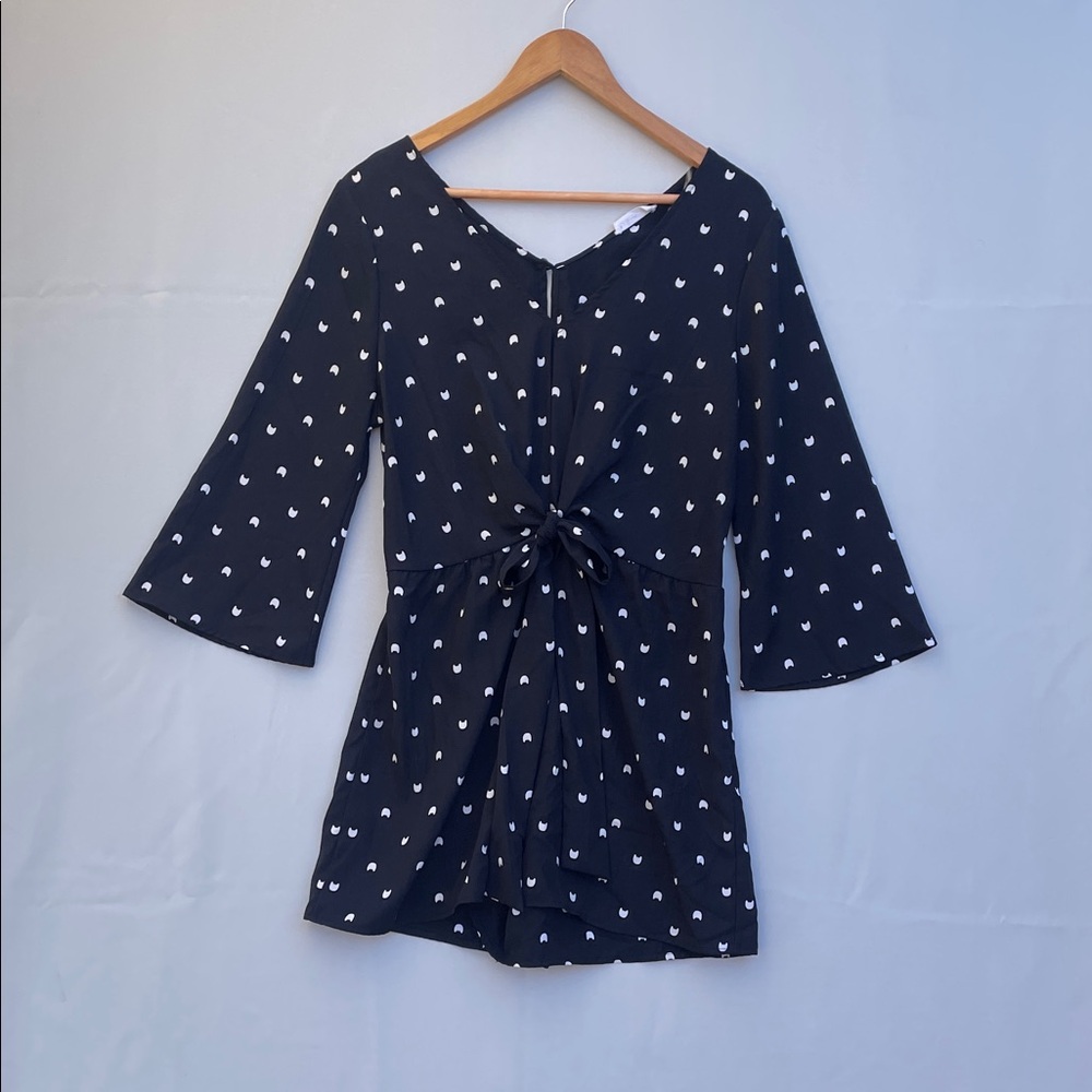 Millibon | Romper, size L , Black and White cat print